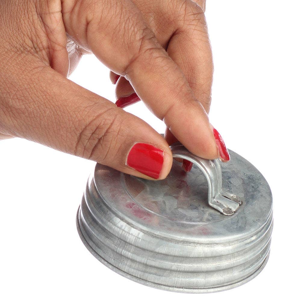 Rustic Small Mouth Mason Jar Lid with Handle - Select Finish