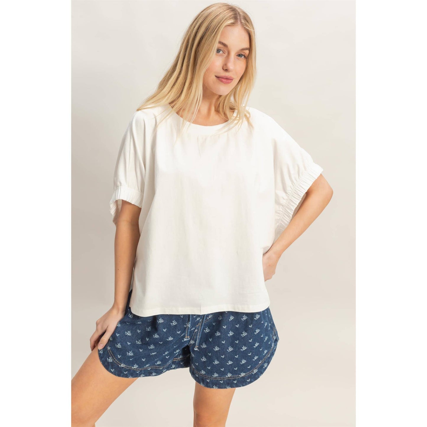 Oversized Elastic Cuff Top
