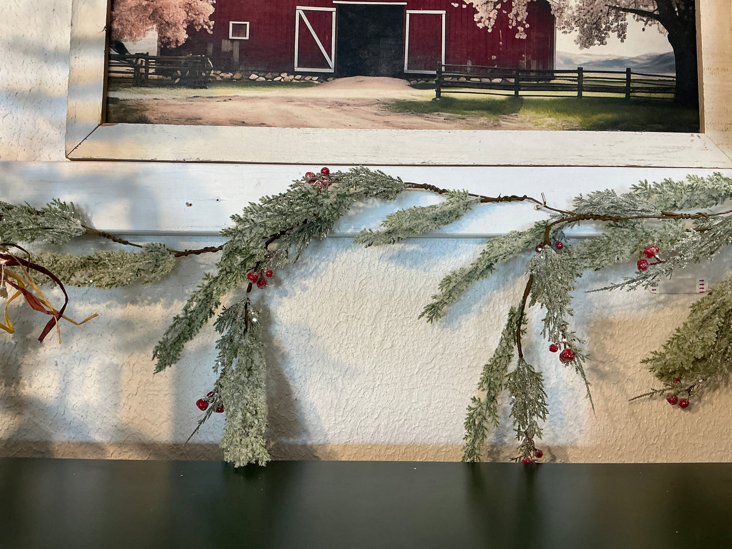 Frosted Cedar Garland/Berries