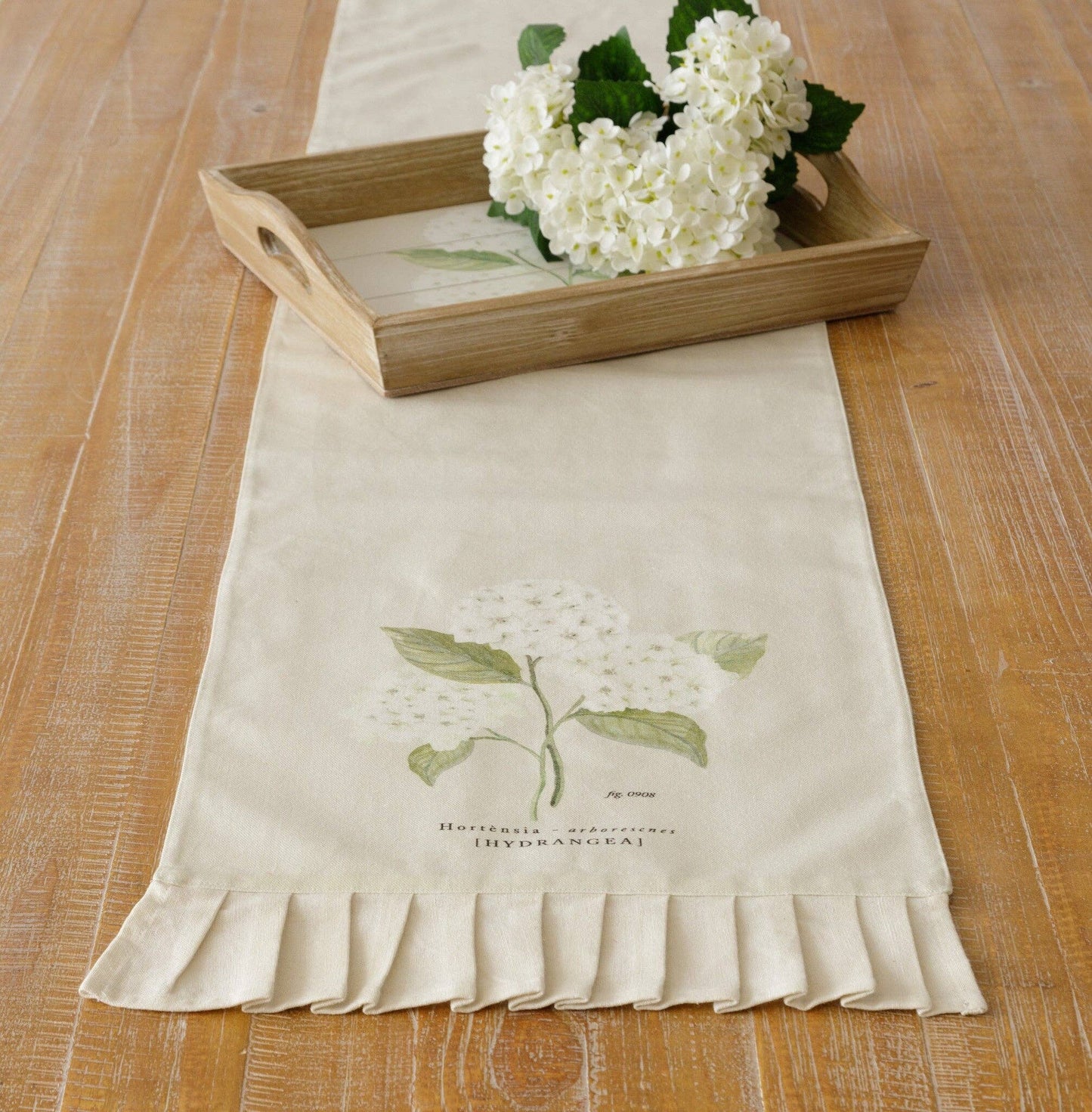 Reversible Table Runner - White Hydrangea (PC)