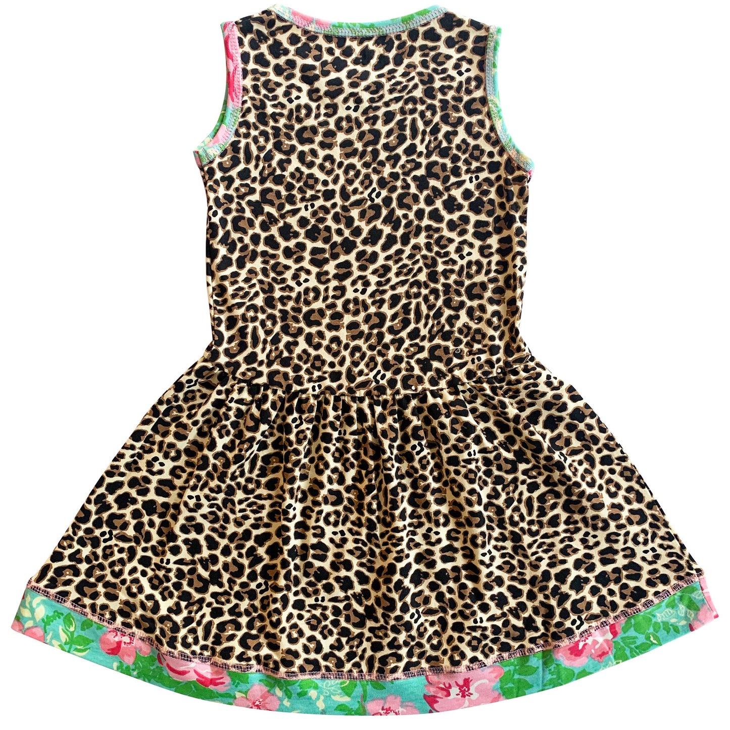 AnnLoren Girls Dress Leopard Floral Rose Swing Sleeveless