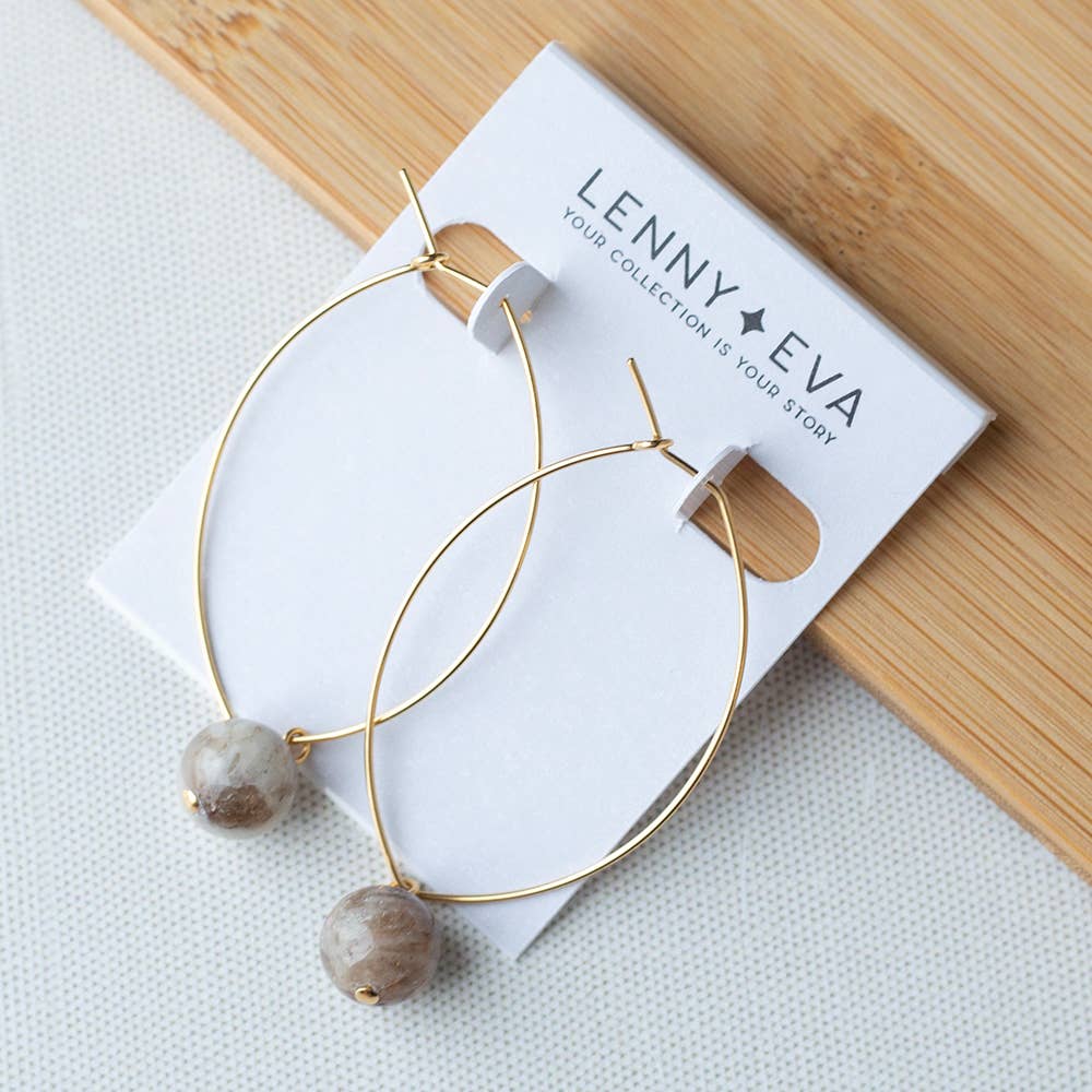Drop Earrings-Feldspar, Hoops, Crystals & Stones