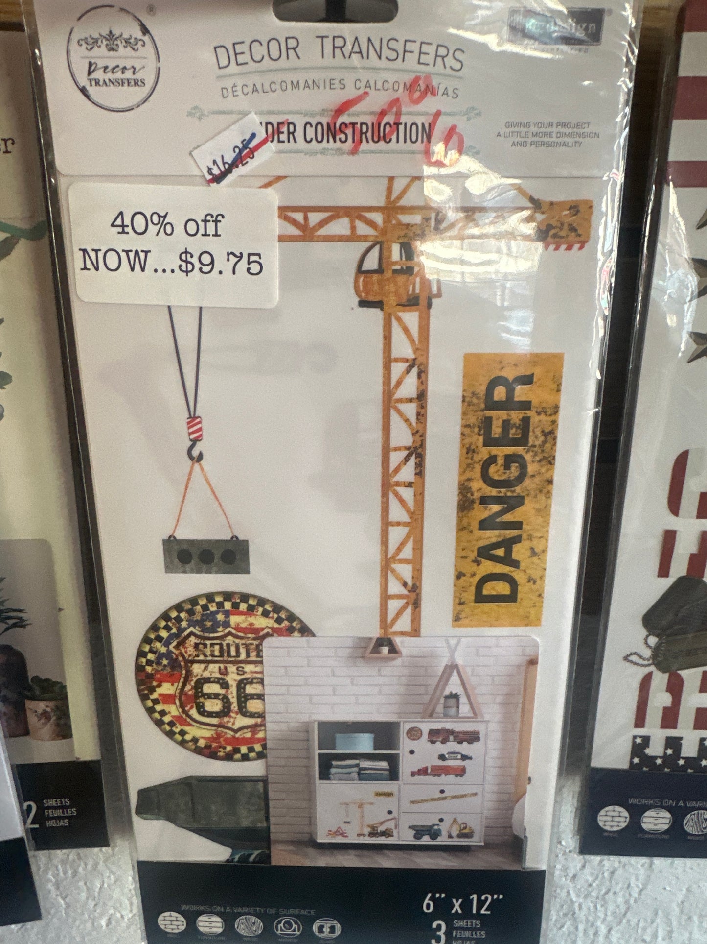 Under construction decor transfers