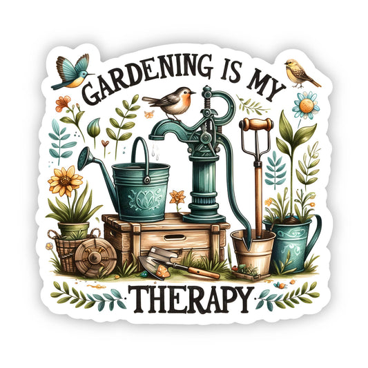 Gardening Is My Therapy Vinyl, Sticker, 3x3 in.