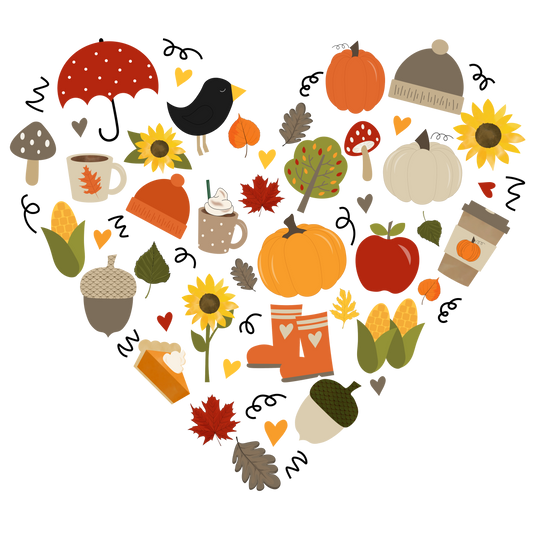 Fall Doodle Heart, Clear Sticker, 3x3 inch