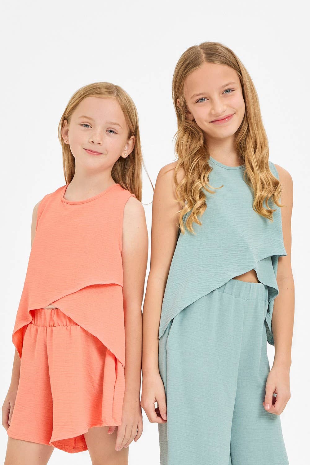 Wrap Design High-Low Sleeveless Blouse