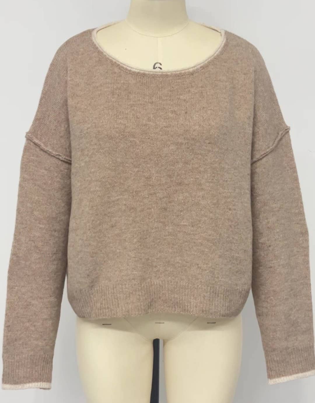 Round Neck Color-Block Basic Knitted Sweater