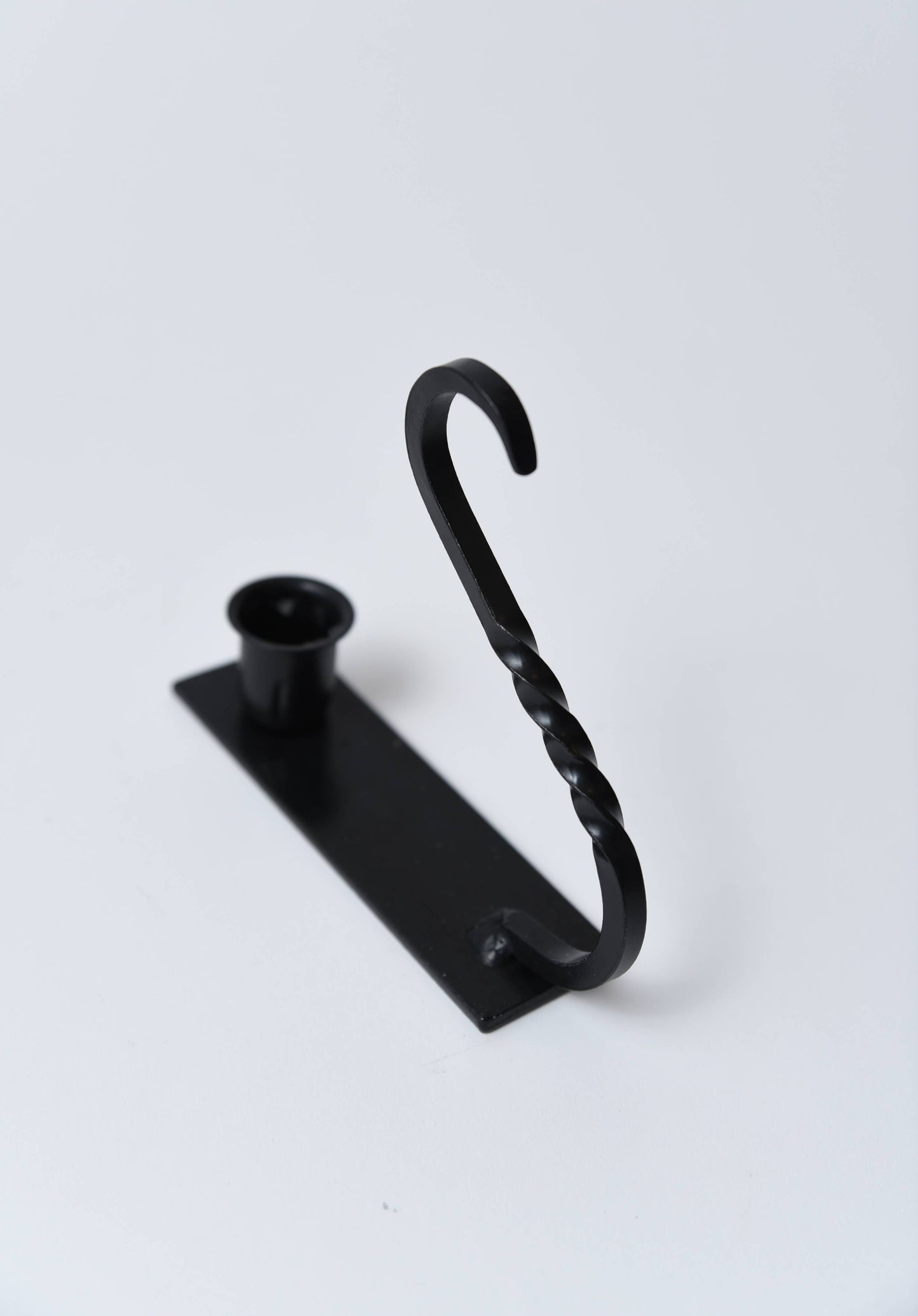 Iron Taper Holder with Curved Handle