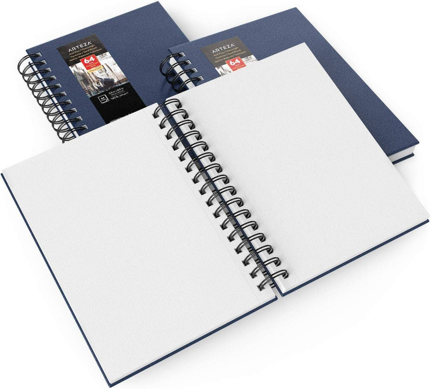 Arteza® Spiral-Bound Blue Hardcover Watercolor Book, 3-Pack