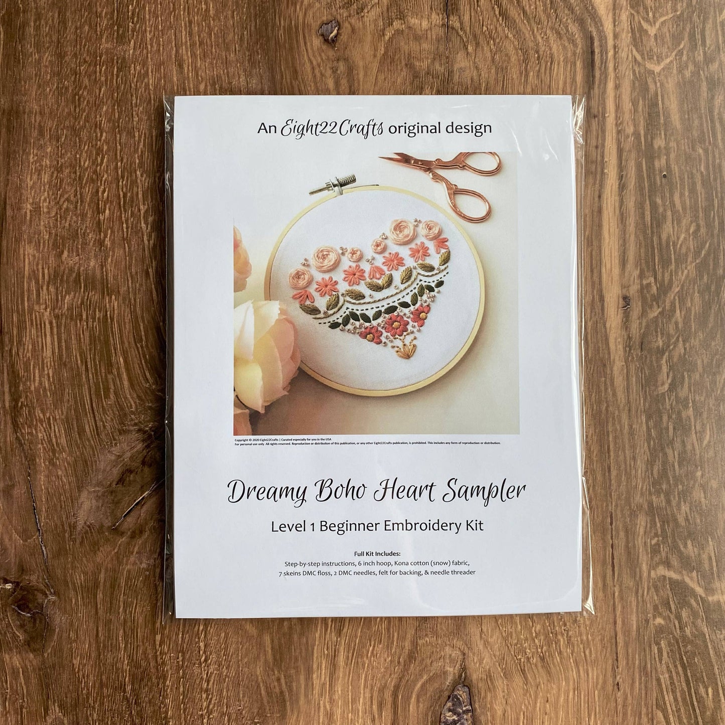 Dreamy Boho Heart Sampler Embroidery Kit, Level 1