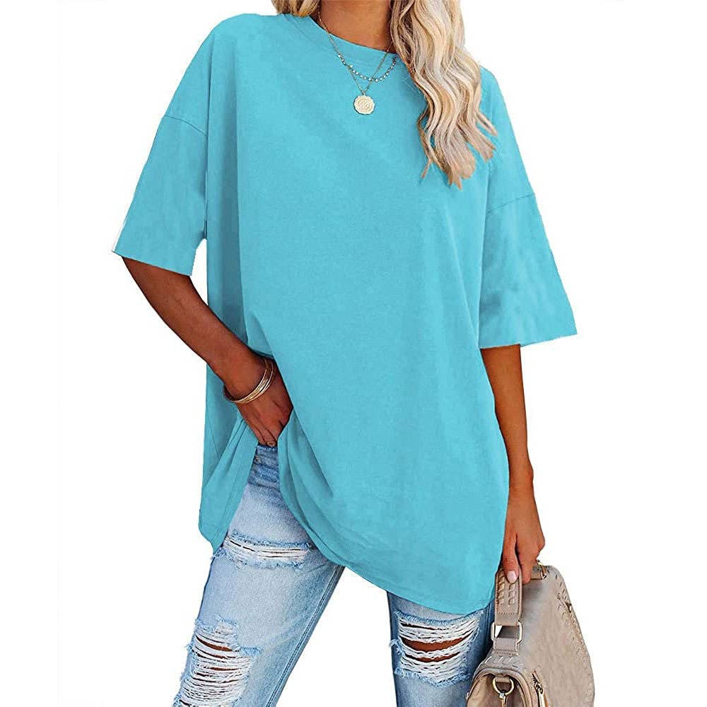 Basic R-neck short sleeve t-shirt base oversized tee