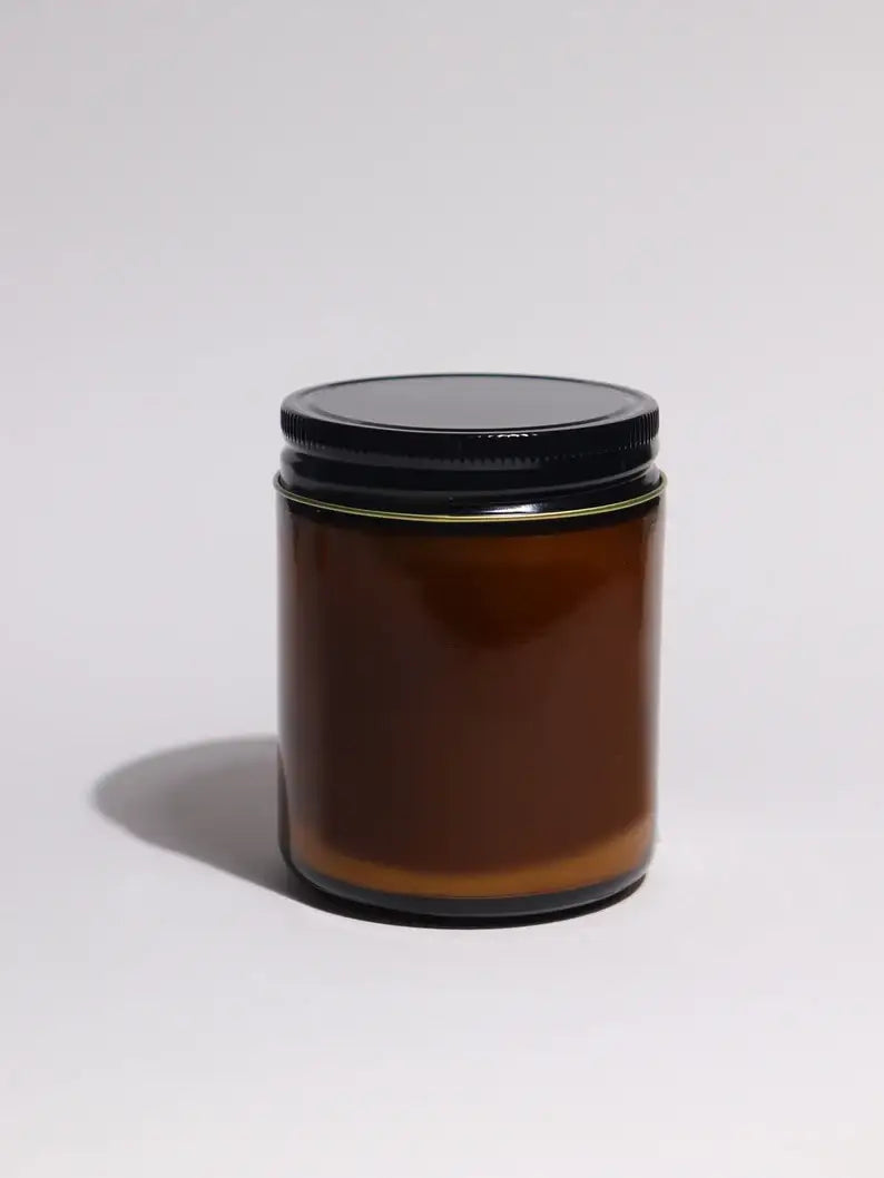 9oz AMBER jar candle, wood wick, multiple scent options
