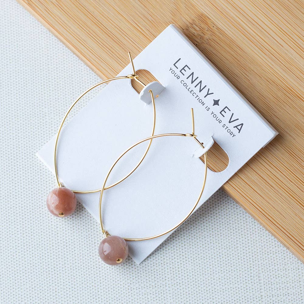 Drop Earrings-Sunstone, Hoops, Crystals & Stones
