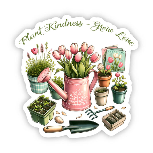 Plant Kindness Vinyl, Sticker, 3x3 in.