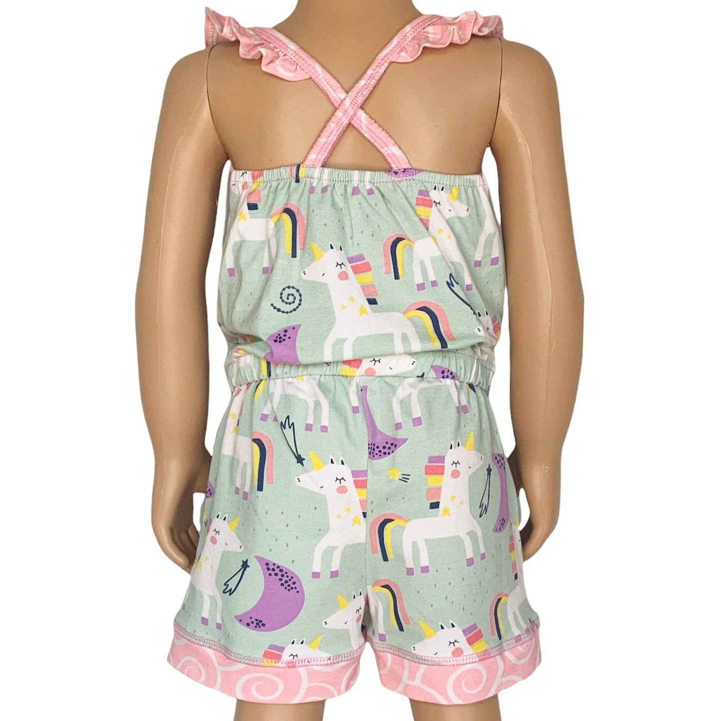 AnnLoren Girls Jumpsuit Unicorn Rainbows Spring Romper Kids