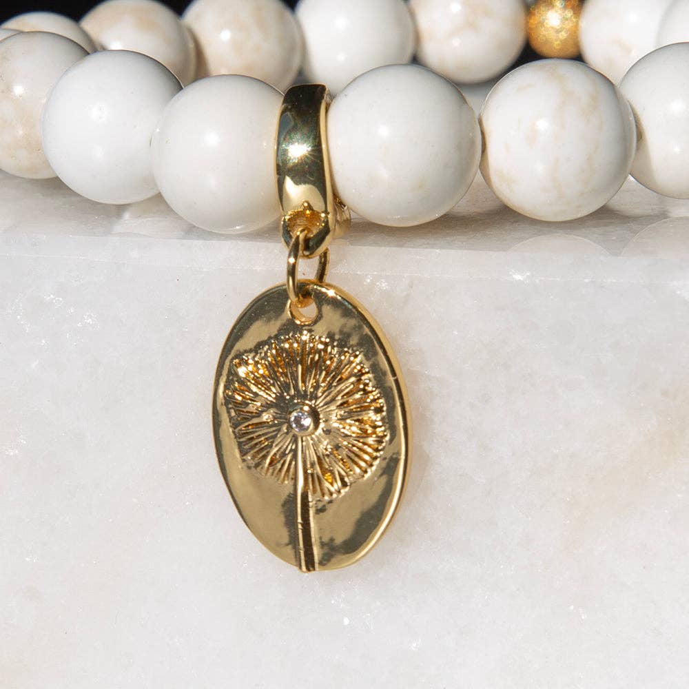 Dandelion Charm, CZ, Charm Bar, Charm Necklace or Bracelet