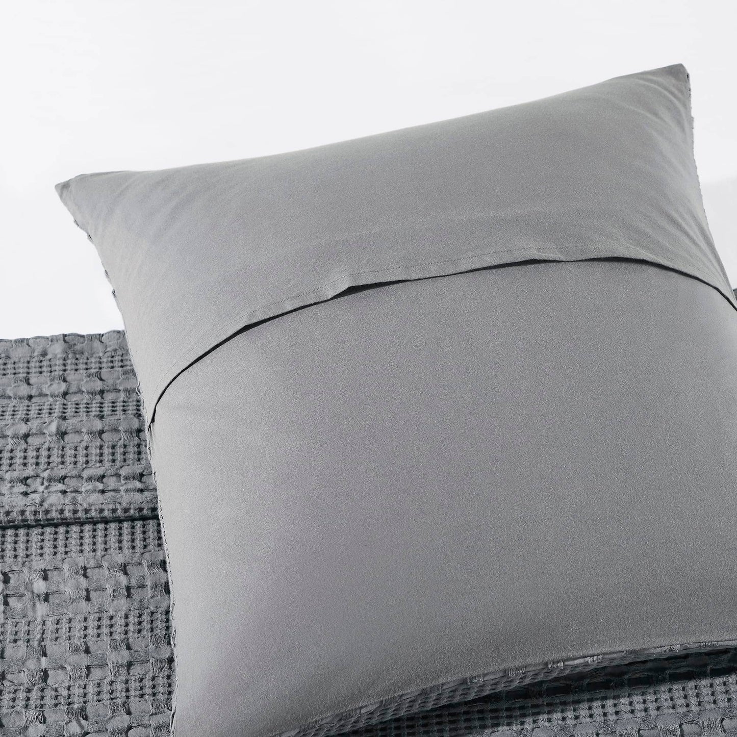 VHC Brands Waffle Weave Dark Gray Pillow Cover Set (2-Pack) 24x24 - Decorative Throw Pillow Covers for Farmhouse Boho Bedroom & Living Room Decor