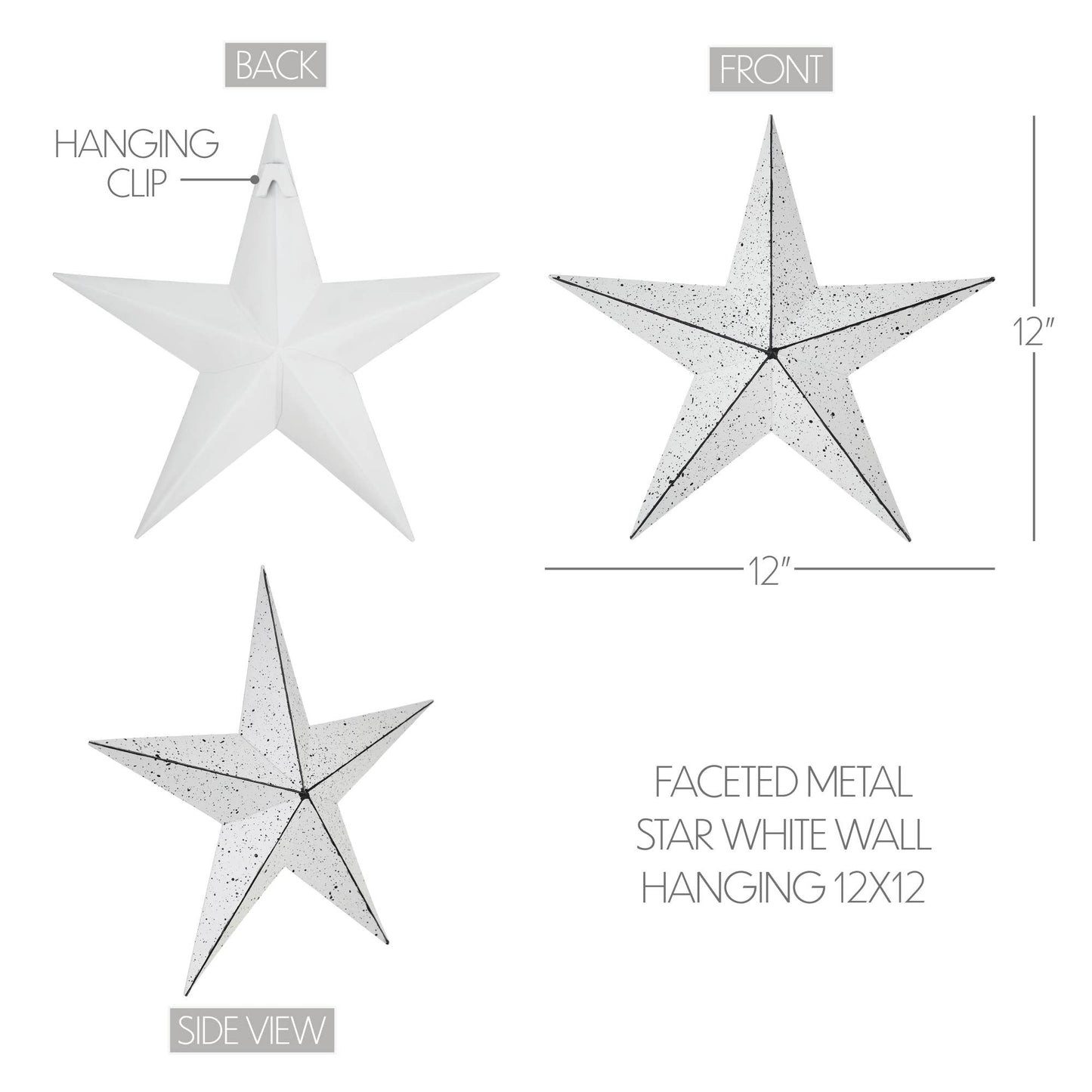 Metal Star Speckled White Distressed 12x12