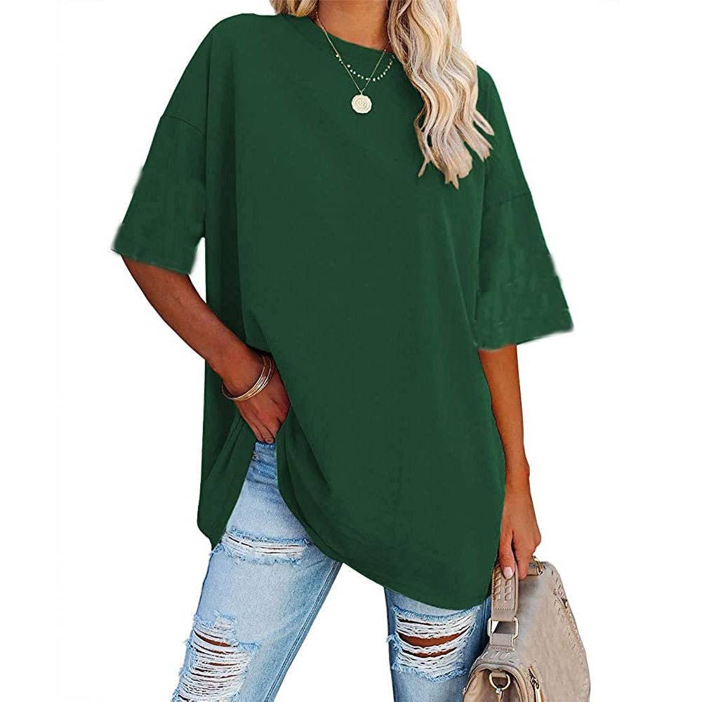 Basic R-neck short sleeve t-shirt base oversized tee