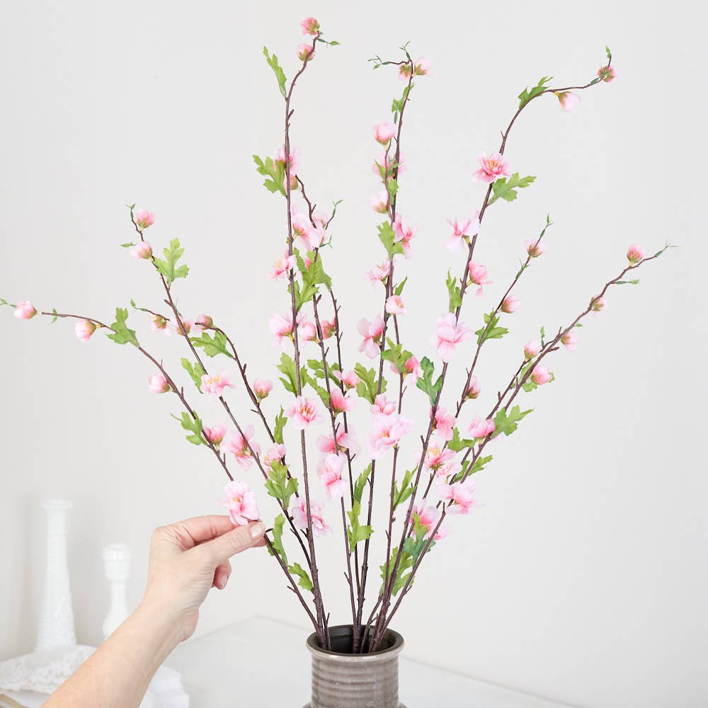 37" Artificial Pink Cherry Blossom Spring Floral Spray