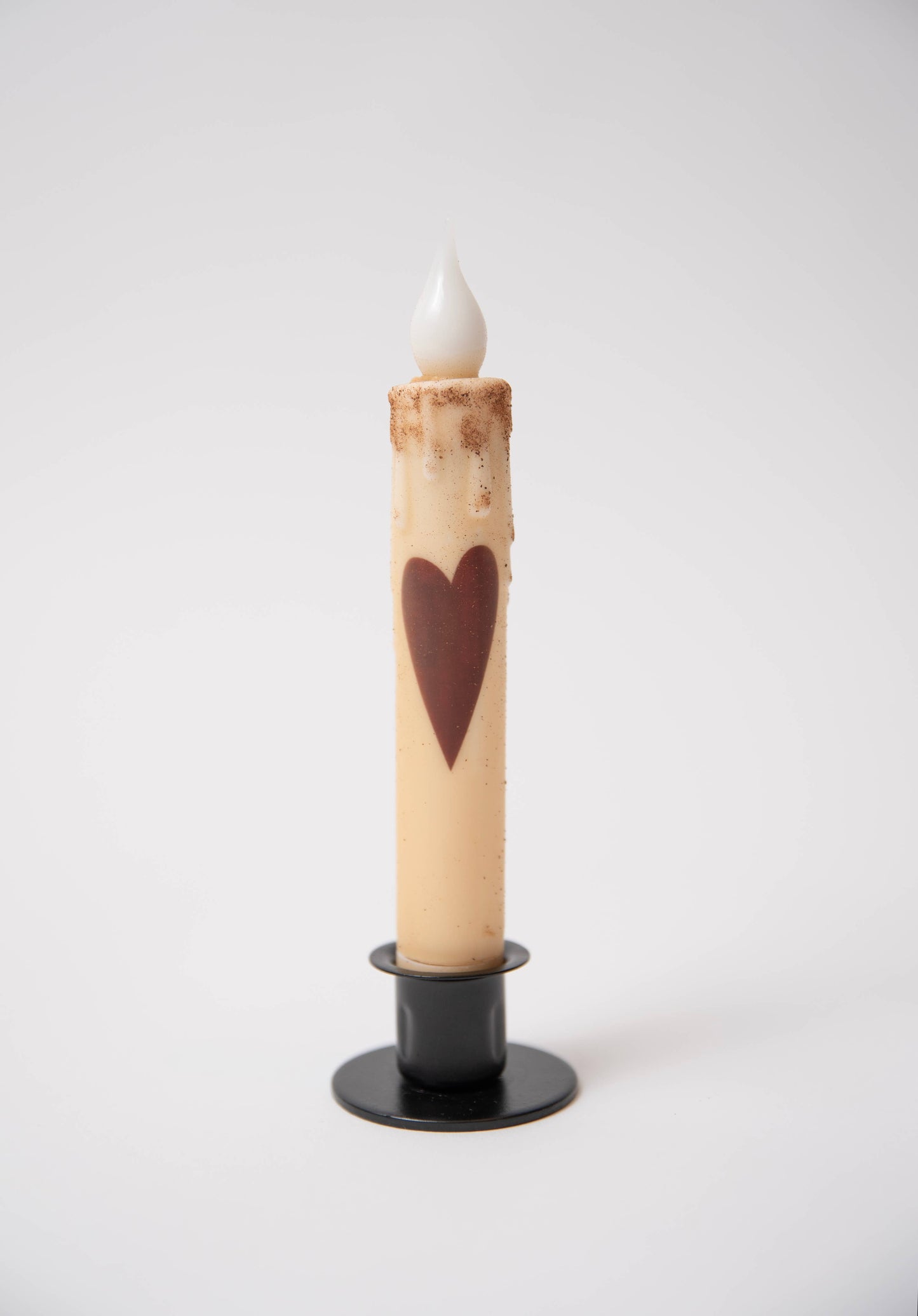 Primitive Heart LED Timer Taper Candle