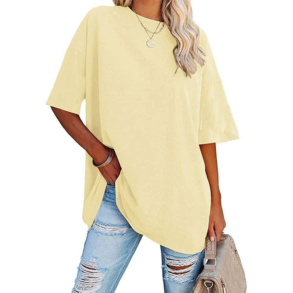 Basic R-neck short sleeve t-shirt base oversized tee