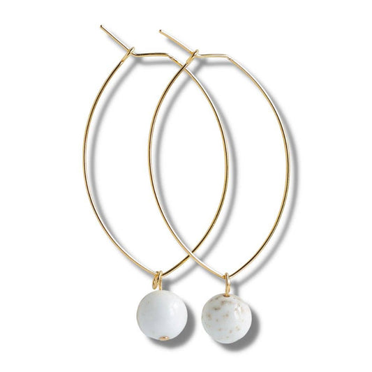 Drop Earrings-Howlite, Hoops, Crystals & Stones
