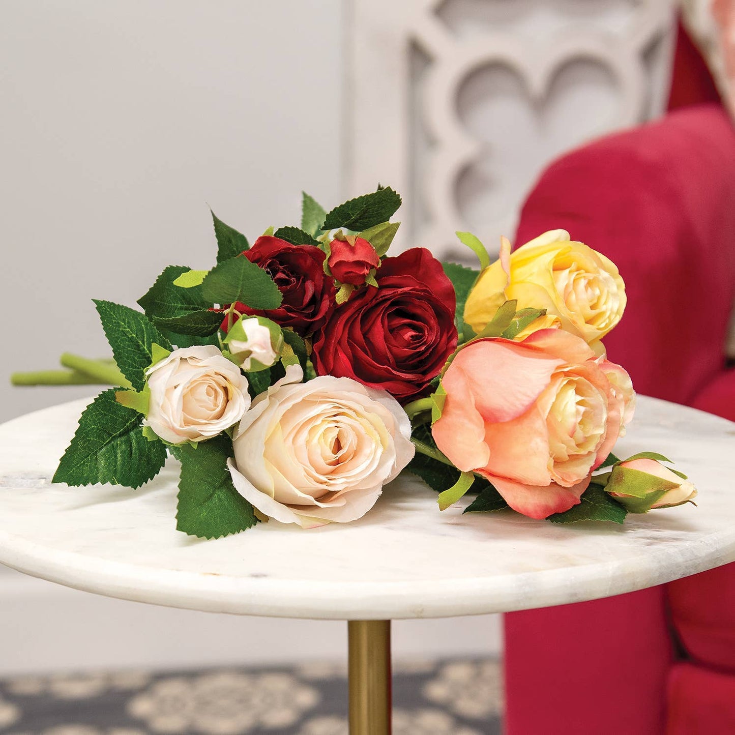 Blooming Soft Yellow Roses Pick - 17"