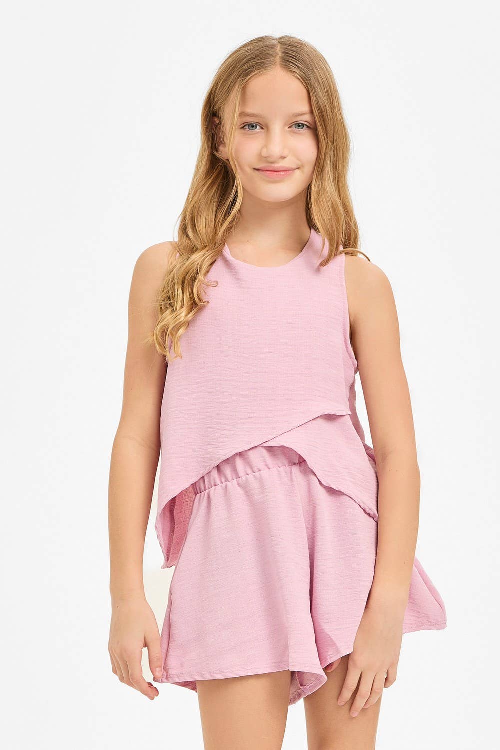 Wrap Design High-Low Sleeveless Blouse