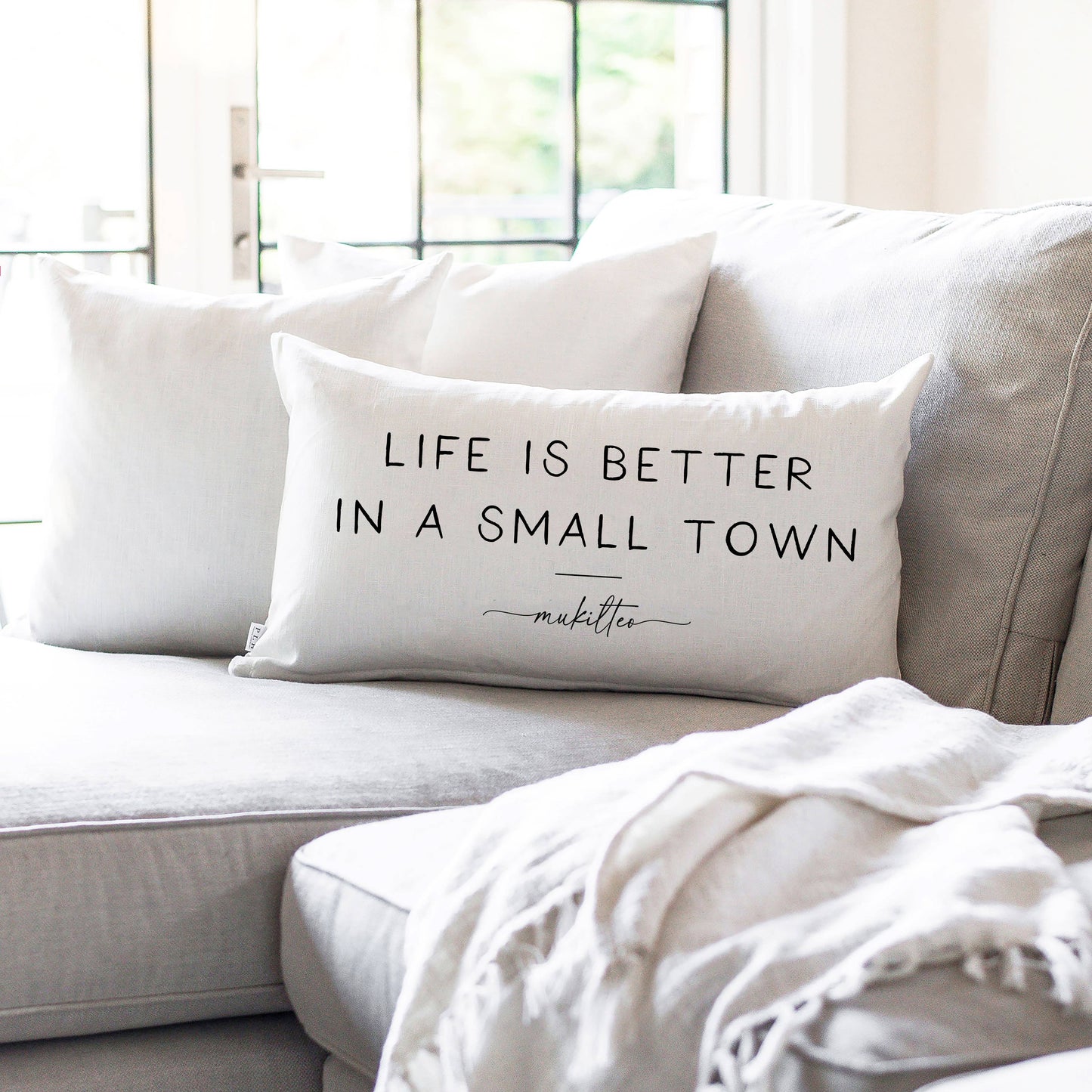 Better In A Small Town Custom Pillow Cover: Natural / 16" x 26""