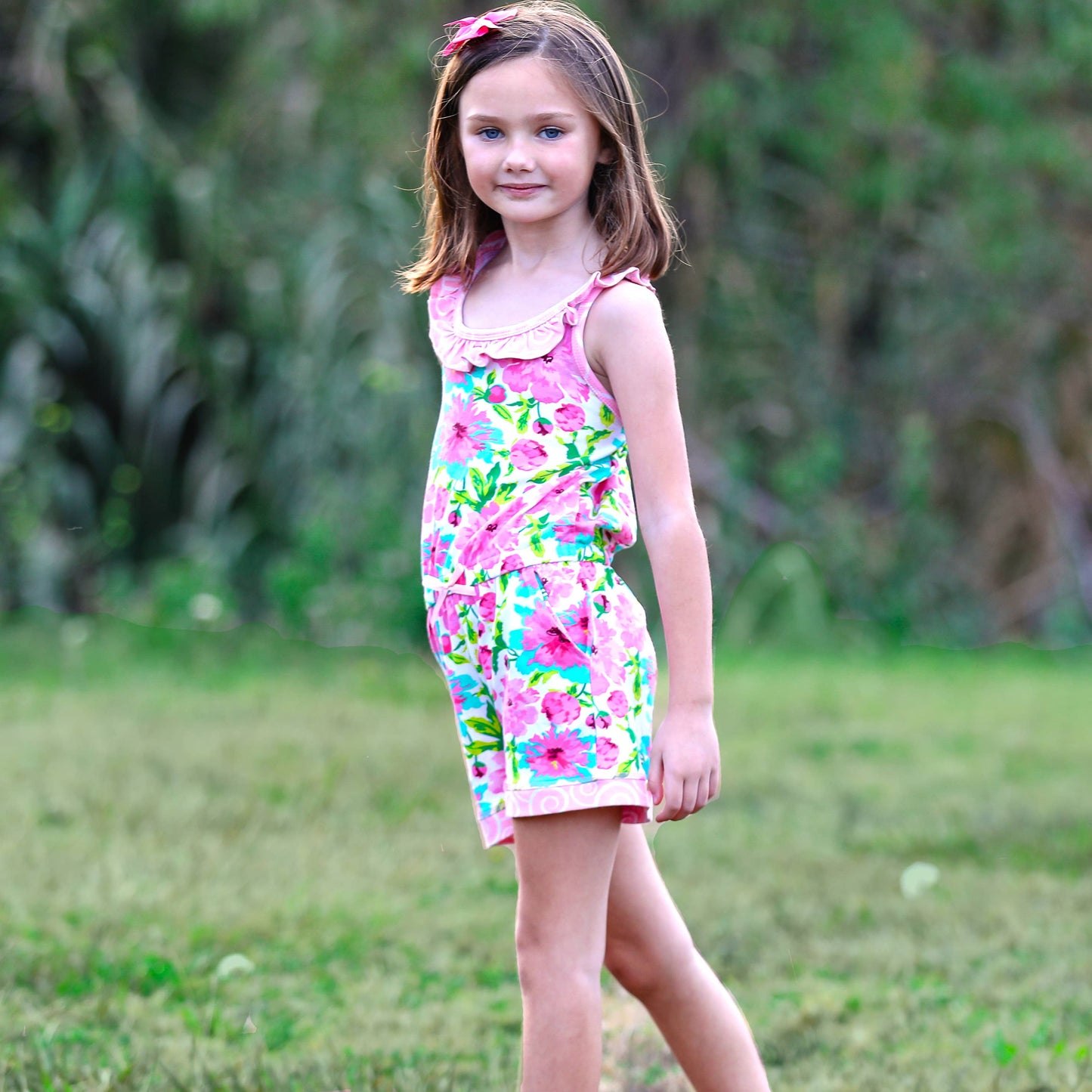 AnnLoren Floral Girls Jumpsuit Easter Romper Clothing Shorts