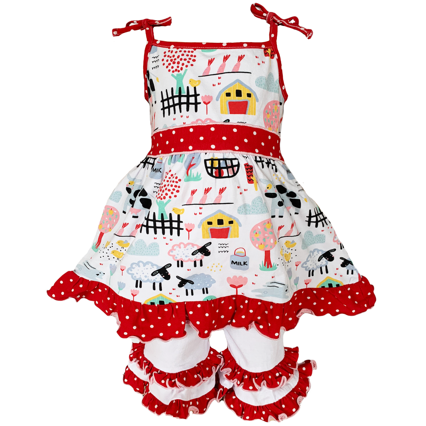 AnnLoren Girls Farm Animals Dress & Shorts Boutique Clothing
