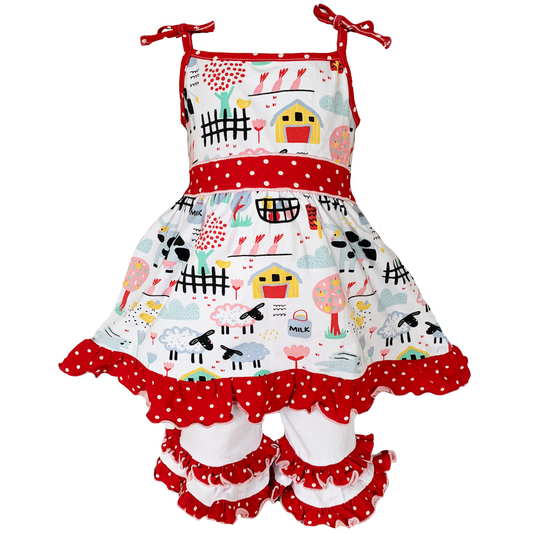 AnnLoren Girls Farm Animals Dress & Shorts Boutique Clothing