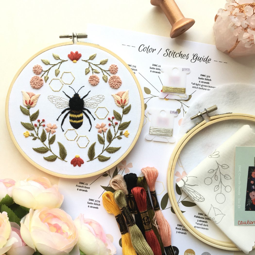 Honeybee Motif Embroidery Kit