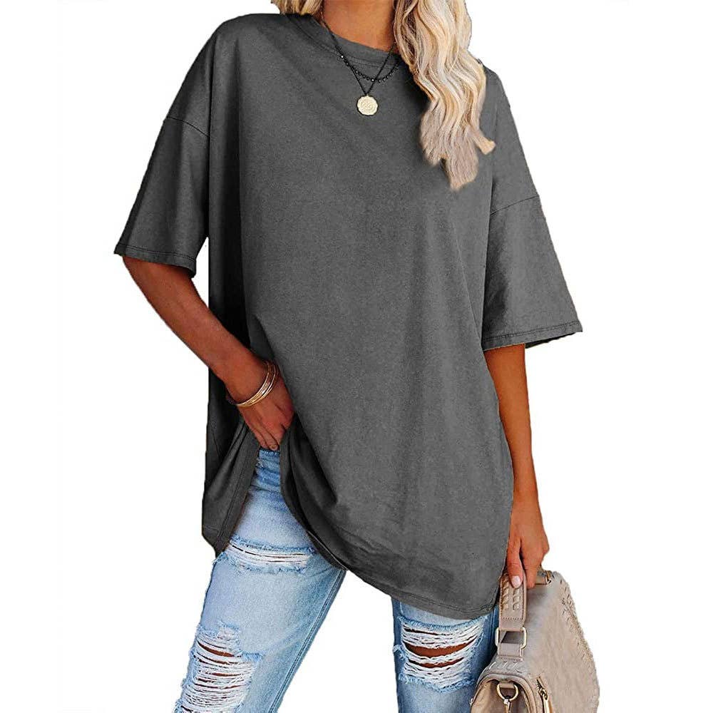 Basic R-neck short sleeve t-shirt base oversized tee