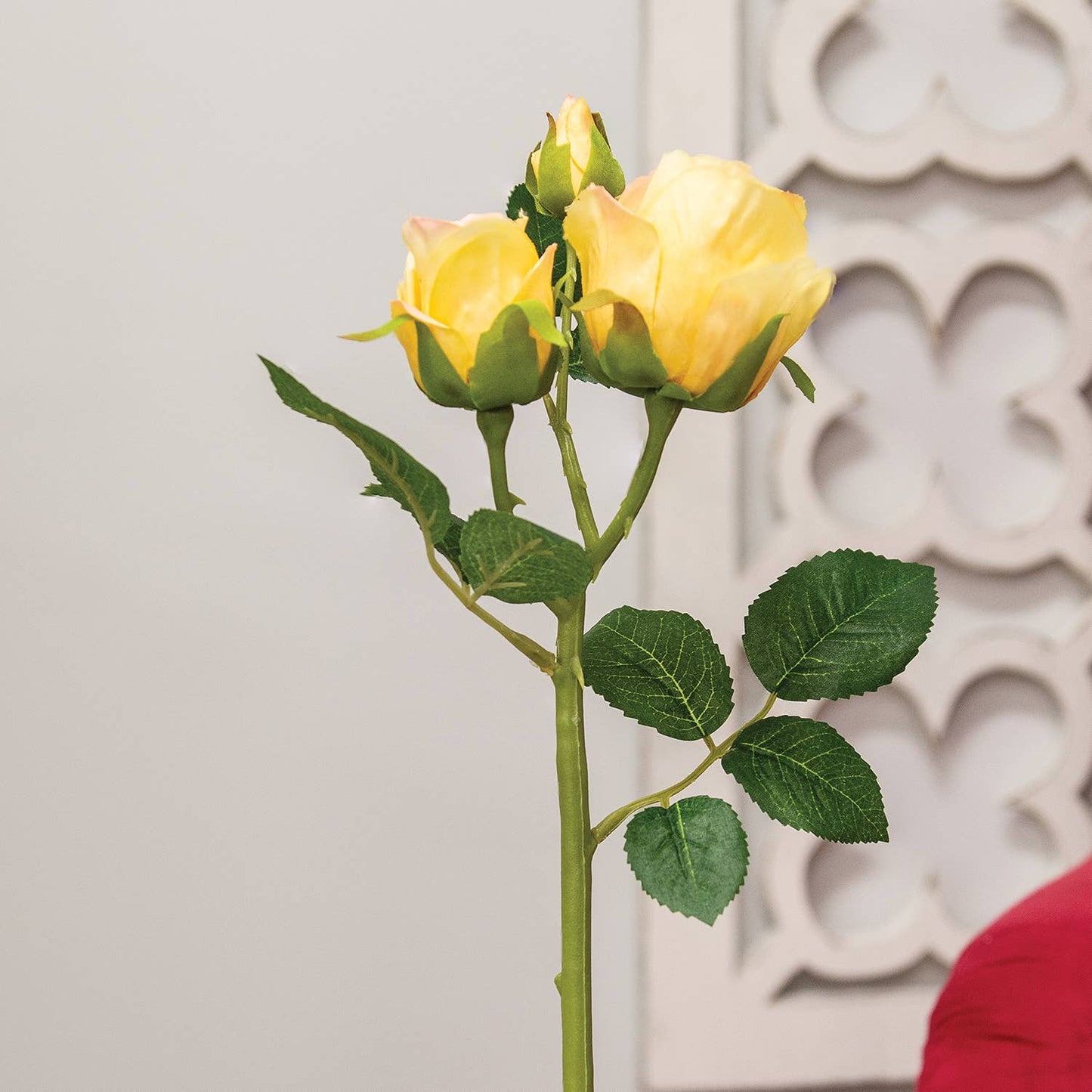 Blooming Soft Yellow Roses Pick - 17"