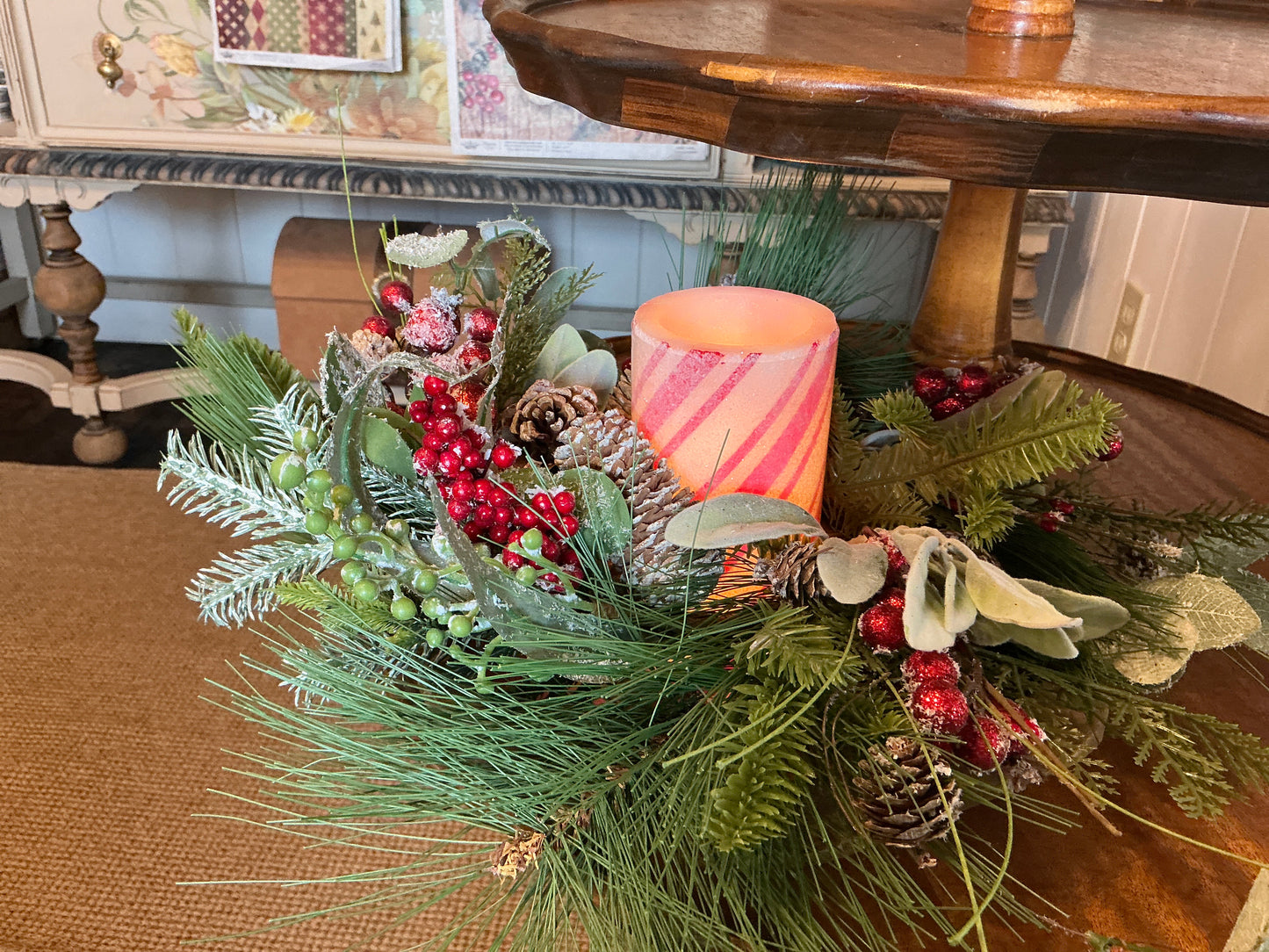 Candy Cane Pillar Candle