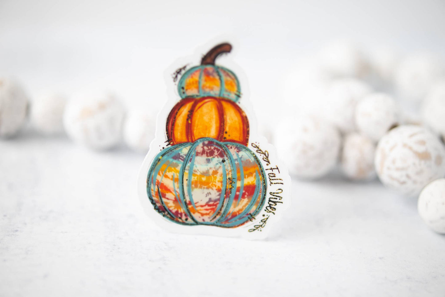 Fall VIbes Pumpkins Stacked, Clear Vinyl , Sticker, 3x3 inch