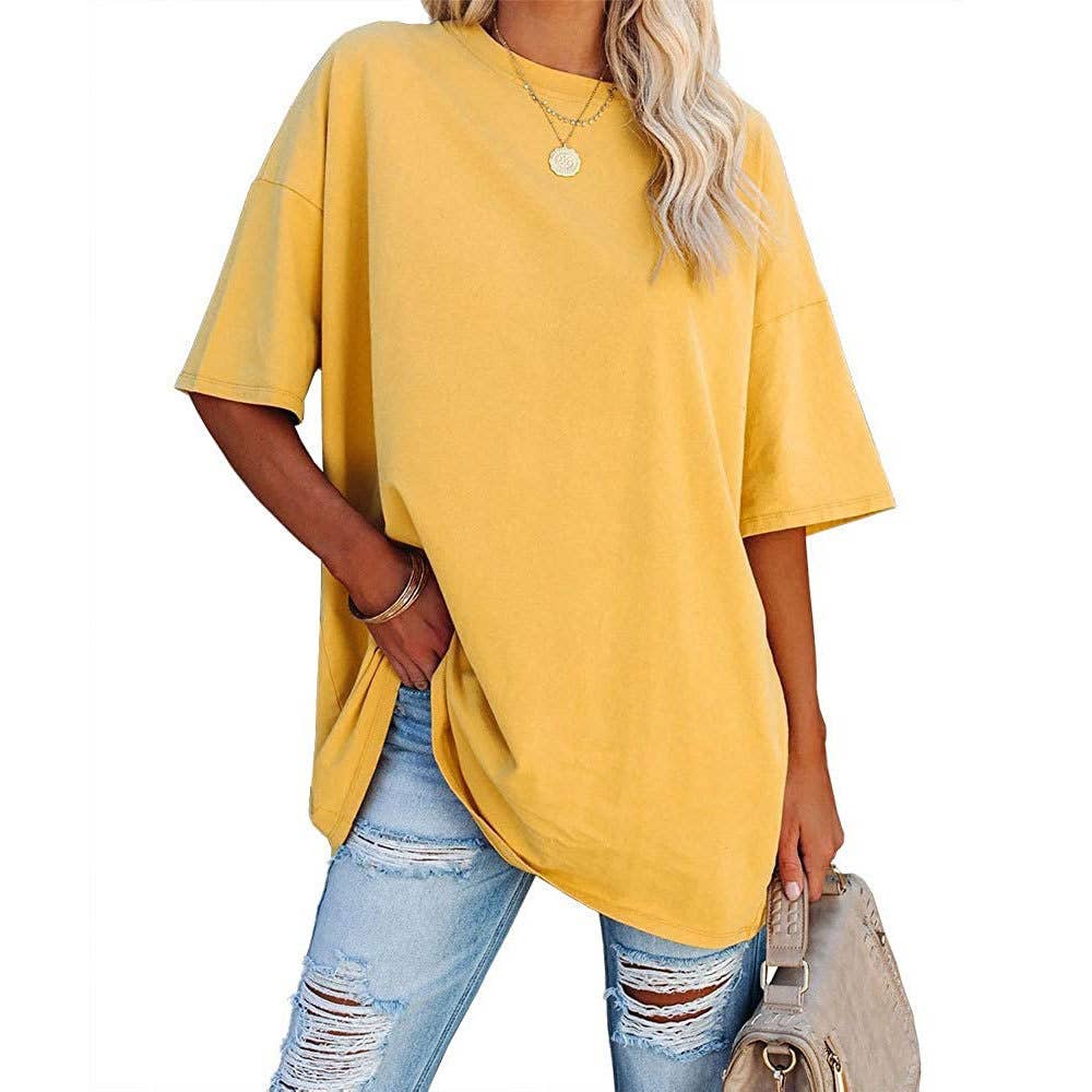 Basic R-neck short sleeve t-shirt base oversized tee