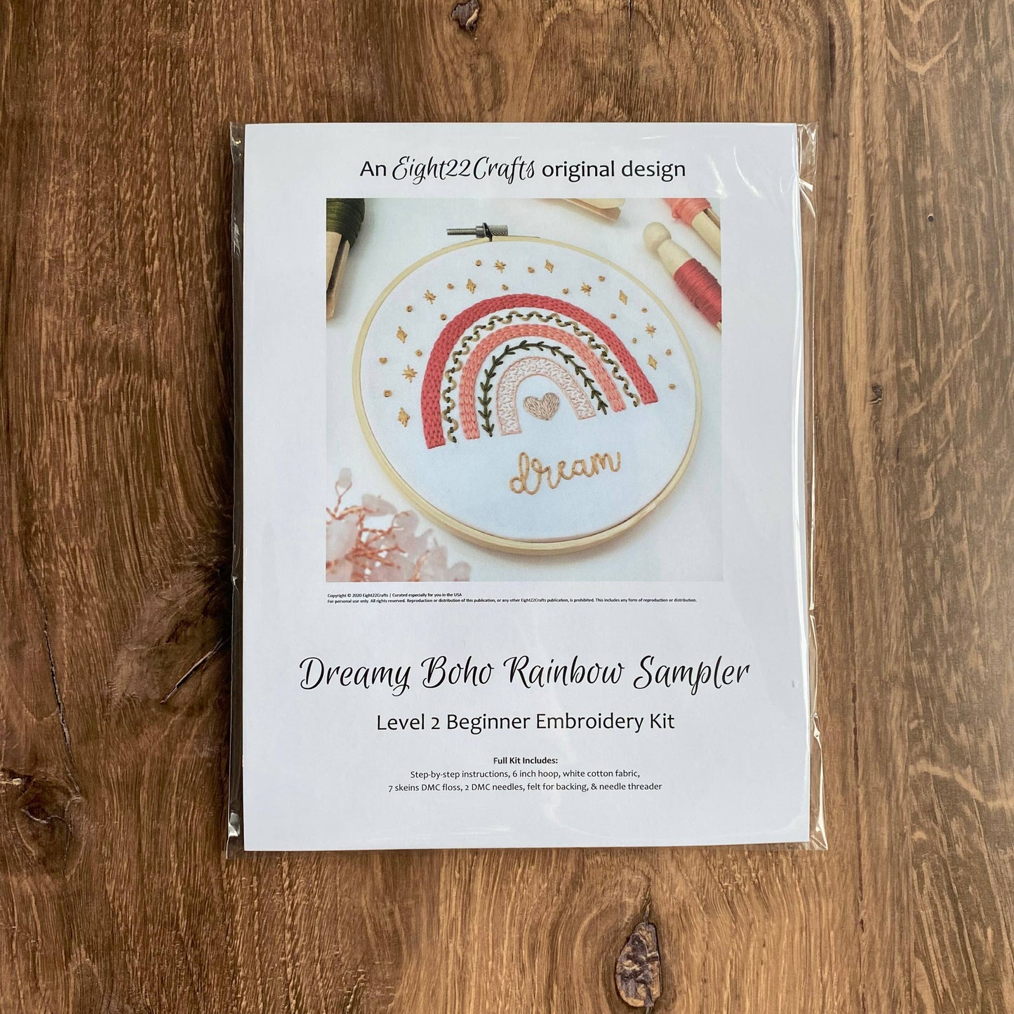 Dreamy Boho Rainbow Sampler Embroidery Kit, Level 2