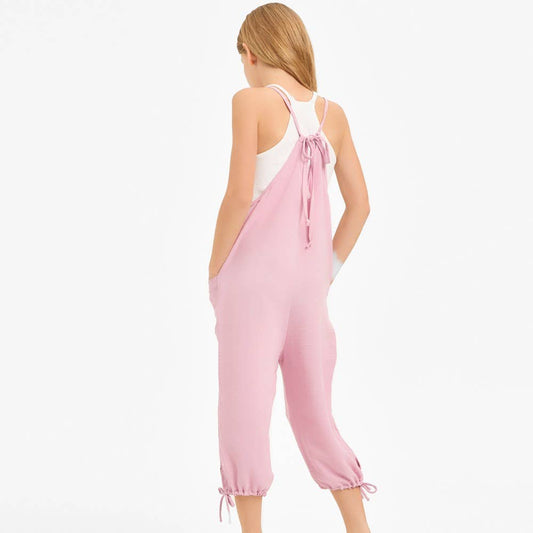 Adjustable Shoulder Tie Strap Balloon Jumpsuit / Overall