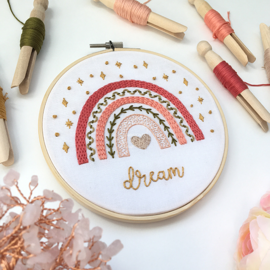 Dreamy Boho Rainbow Sampler Embroidery Kit, Level 2