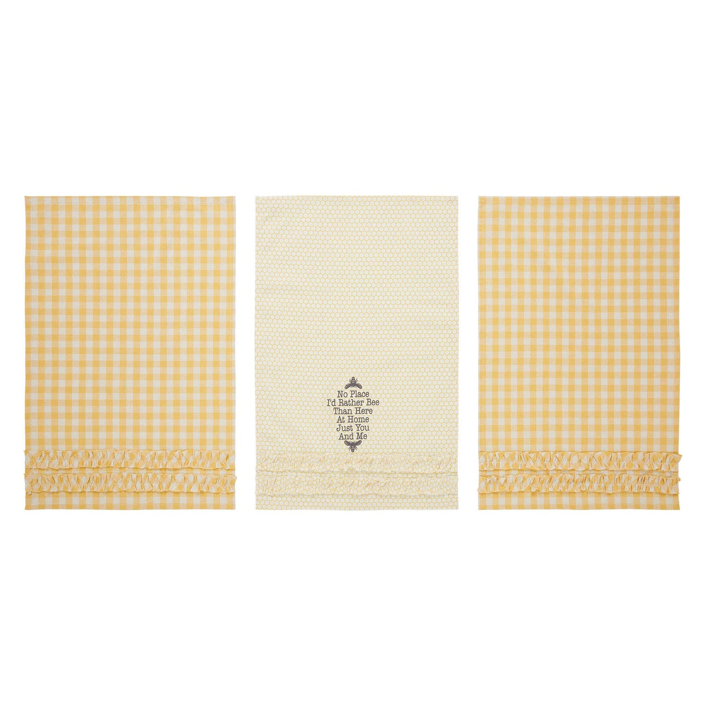 Buzzy Bees Ruffled Tea Towels 19x28”