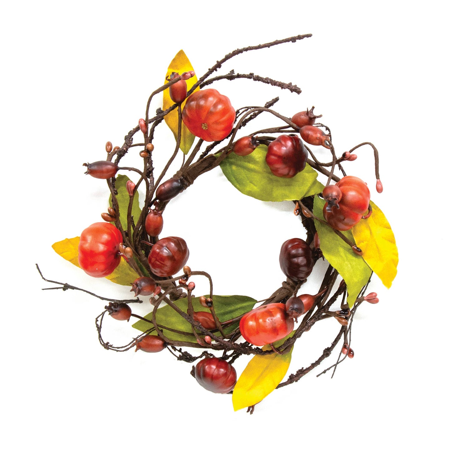 Primitive Pumpkin & Bittersweet Candle Ring - 3.5"