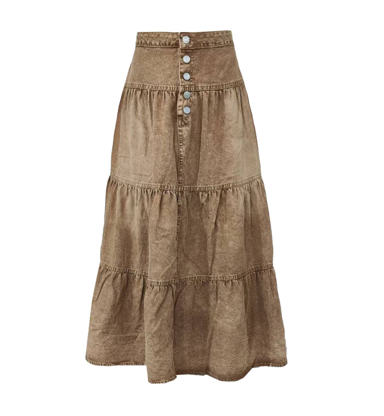 Bohemian A-Line Tiered Cake Denim Skirt