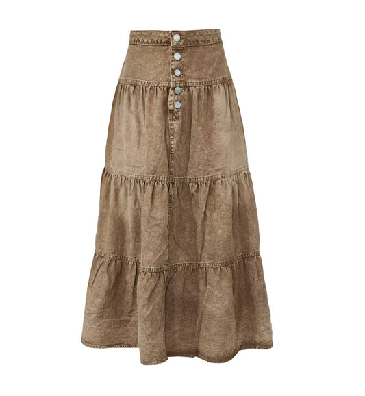 Bohemian A-Line Tiered Cake Denim Skirt