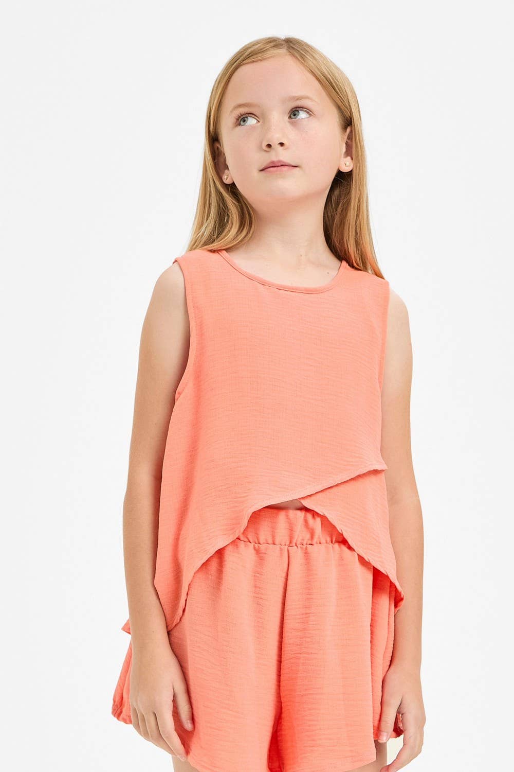 Wrap Design High-Low Sleeveless Blouse