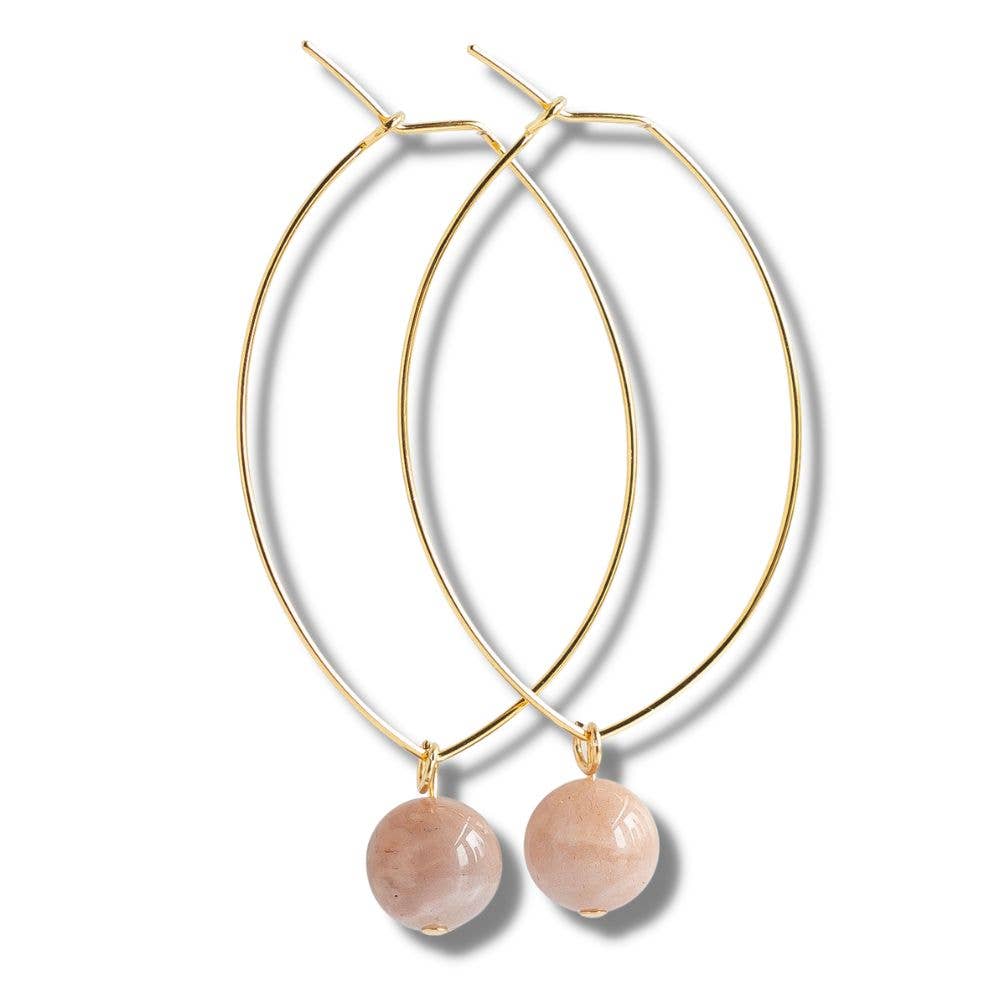 Drop Earrings-Sunstone, Hoops, Crystals & Stones