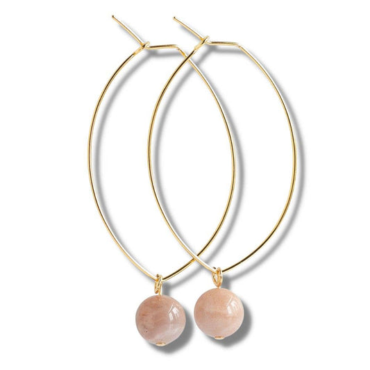Drop Earrings-Sunstone, Hoops, Crystals & Stones