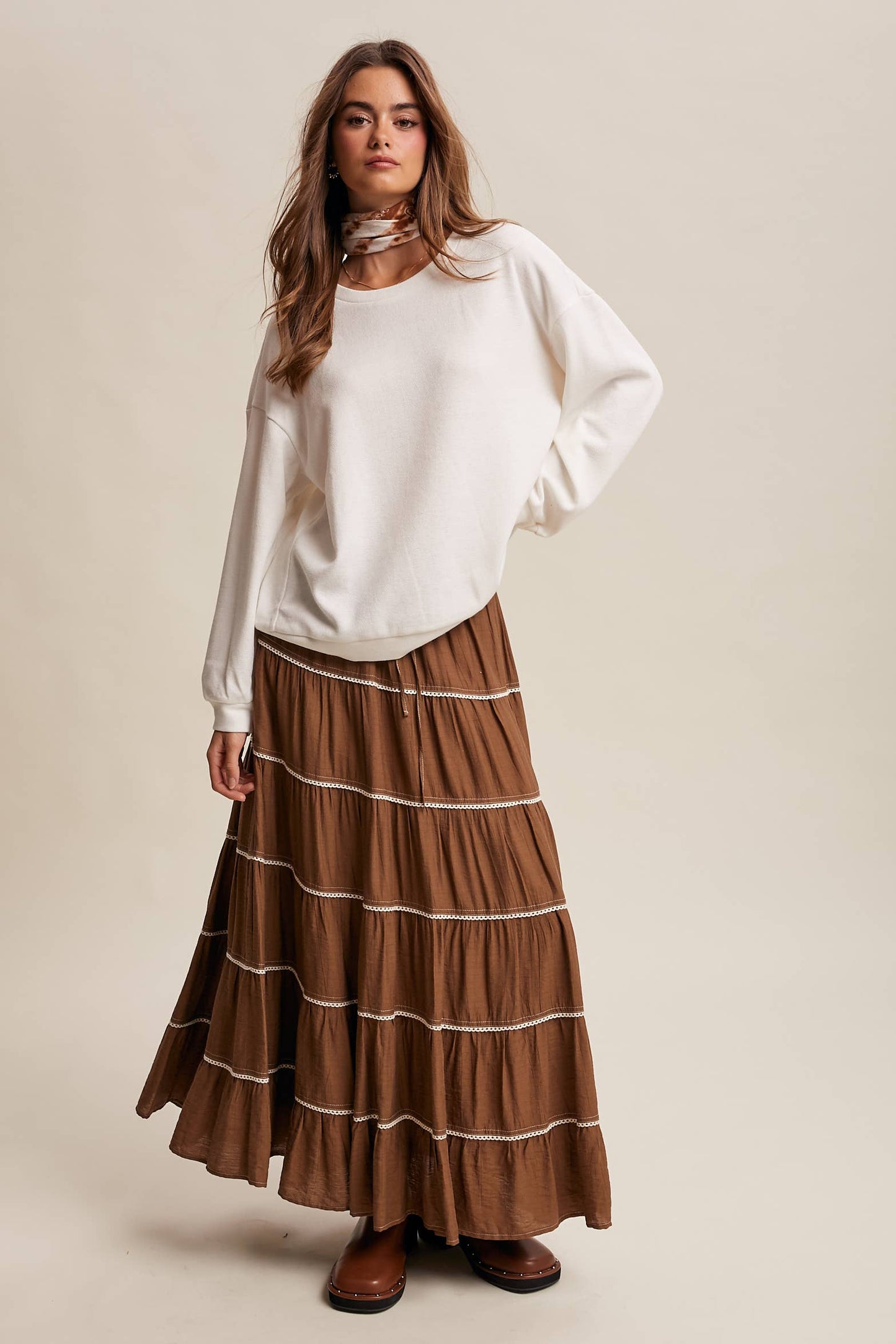 Brushed Knit Pullover Top LT1208R